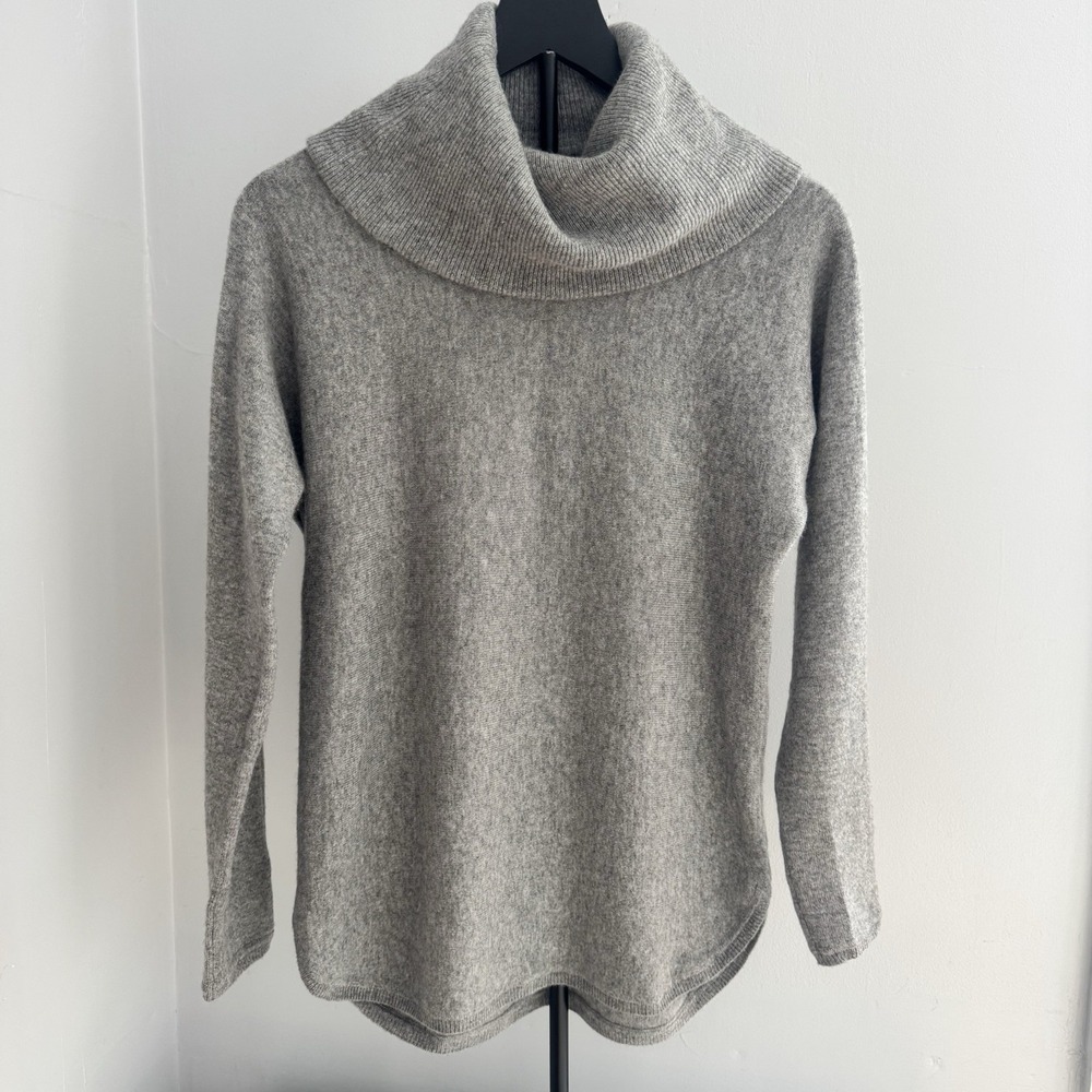 Max Studio Womens Small Gray Cashmere Cowl Neck Sweater Cozy Minimalist Classic